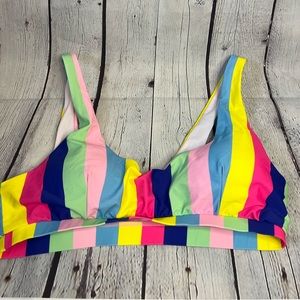 Pink Lily Colorful Striped Bikini Top